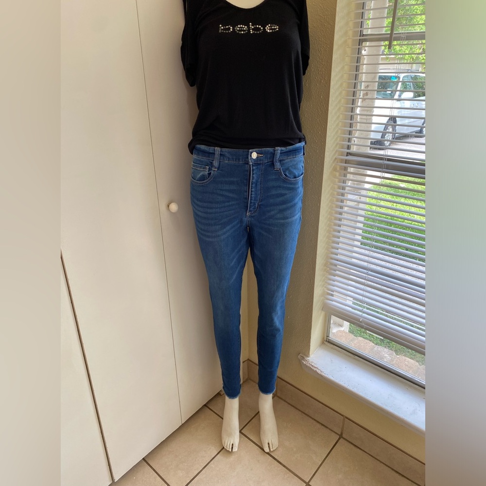 (13) Blue High Rise Skinny Stretch Jeans